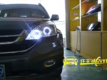 本田CRV 改海拉3双光透镜 欧司朗D3S灯泡 奥迪安定器 白色天使眼