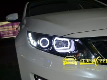 起亚K5 改装奥迪Q5双光透镜 方形天使眼 双色转向灯 远光快启