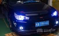 东南V3菱悦 车灯升级原厂小糸Q5双光透镜、欧司朗灯泡、华科安定器、天使眼、恶魔眼