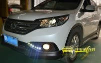 本田CRV 大灯改装全新德国海拉5双光透镜、全新飞利浦D1S灯泡、法雷奥超薄安定、日行灯