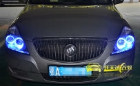 别克凯越 车灯改装 全新海拉3双光透镜 欧司朗D1S灯泡 法雷奥安定器 蓝色天使眼