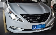现代索纳塔 车灯改装任天诚定制版双光透镜、飞利浦XV D1S氙气灯泡、澳兹姆D1S安定器