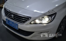 标致408 车灯改装任天诚定制黄金版双光透镜、飞利浦XV 4800K氙气灯泡