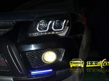狮跑 改装龙鼎大灯总成、原厂Q5透镜、欧司朗D1S灯泡、博世安定器、雾灯黄金眼