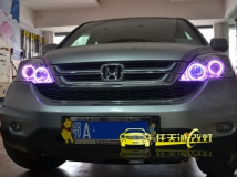 本田CRV，改装Q5双光透镜4200K欧司朗灯泡奥迪安定四紫色天使眼