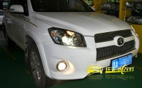 丰田RAV4 大灯改装全新德国海拉5双光透镜、全新飞利浦DS1S氙气灯泡、博世快启安定器
