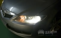 马自达6 车灯改装升级奥迪Q5原厂小糸双光透镜、雪莱特D2S氙气灯泡、光普快启安定器