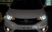 本田飞度 大灯改装小糸Q5双光透镜、欧司朗D1S氙气灯泡、全新欧司朗安定器、天使眼