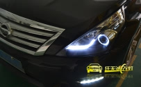 [武汉天籁]改装龙鼎天使眼泪眼双光透镜氙气灯大灯总成