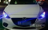 马自达昂克赛拉 车灯改装Q5双光透镜、飞利浦XV 4800K氙气灯泡、小糸安定器、天使眼