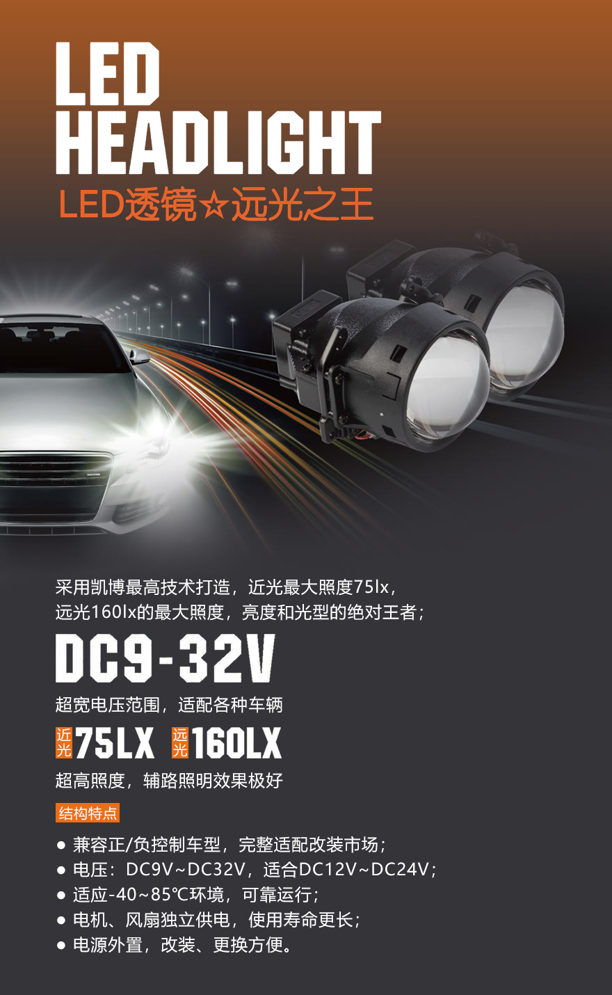 凯博D70 LED透镜参数特点