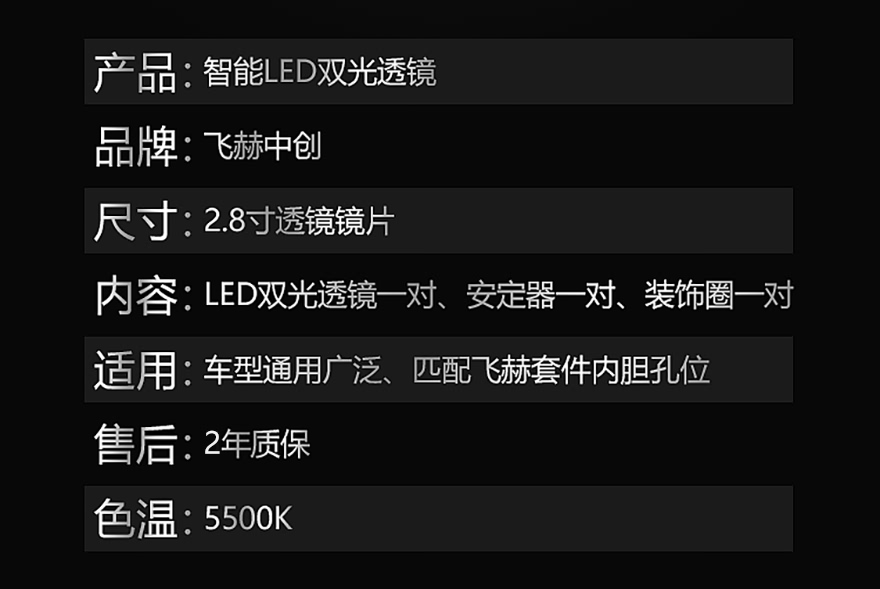 飞赫LED透镜参数详情